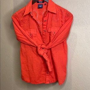 Red cruel girl snap western shirt